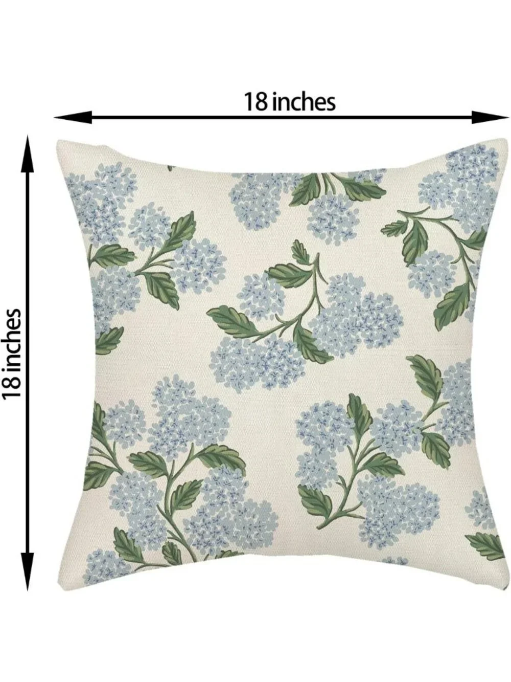 Vintage Floral Spring Pillow Covers 18x18 - Blue Green Hydrangea Cushion Set